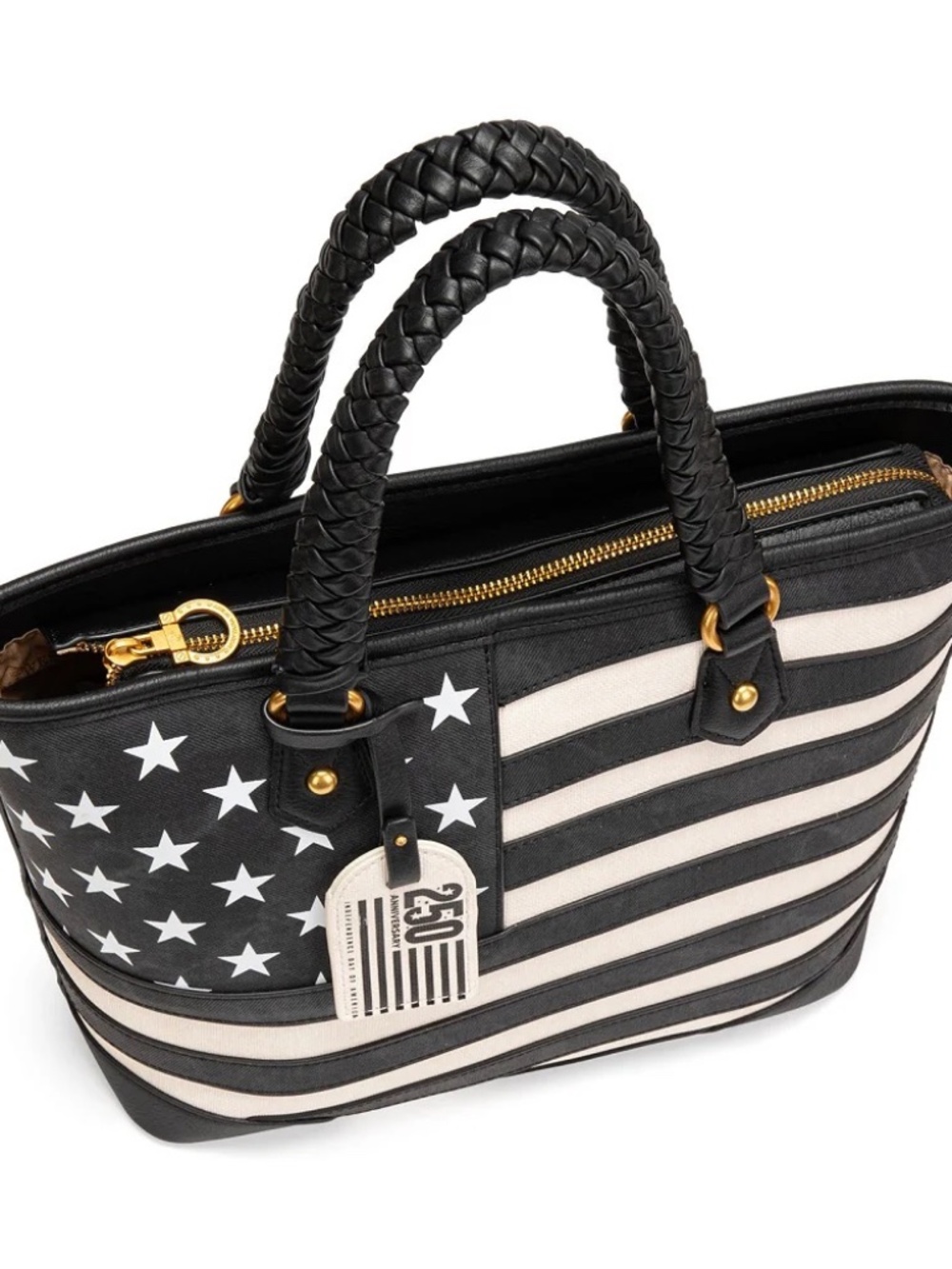 Montana West American Flag Braided Concealed Carry Tote Bag Black - Picture 8 of 11